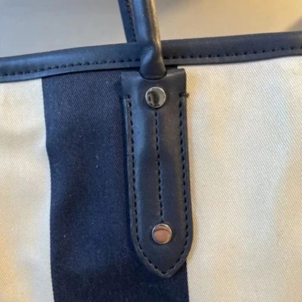 Kate Spade Large Ella Blazer Blue Even Stripe Jacquard Tote